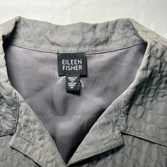 Eileen Fisher Gray Textured Button Down Collar Jacket Career Casual Old Money - Picture 7 of 9
